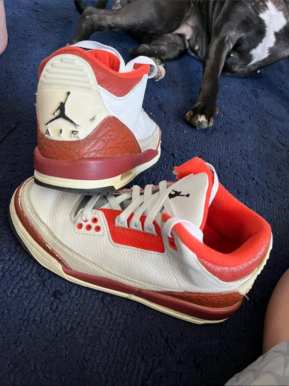 Jordan Kids White and Red Retro Low-Top Sneakers